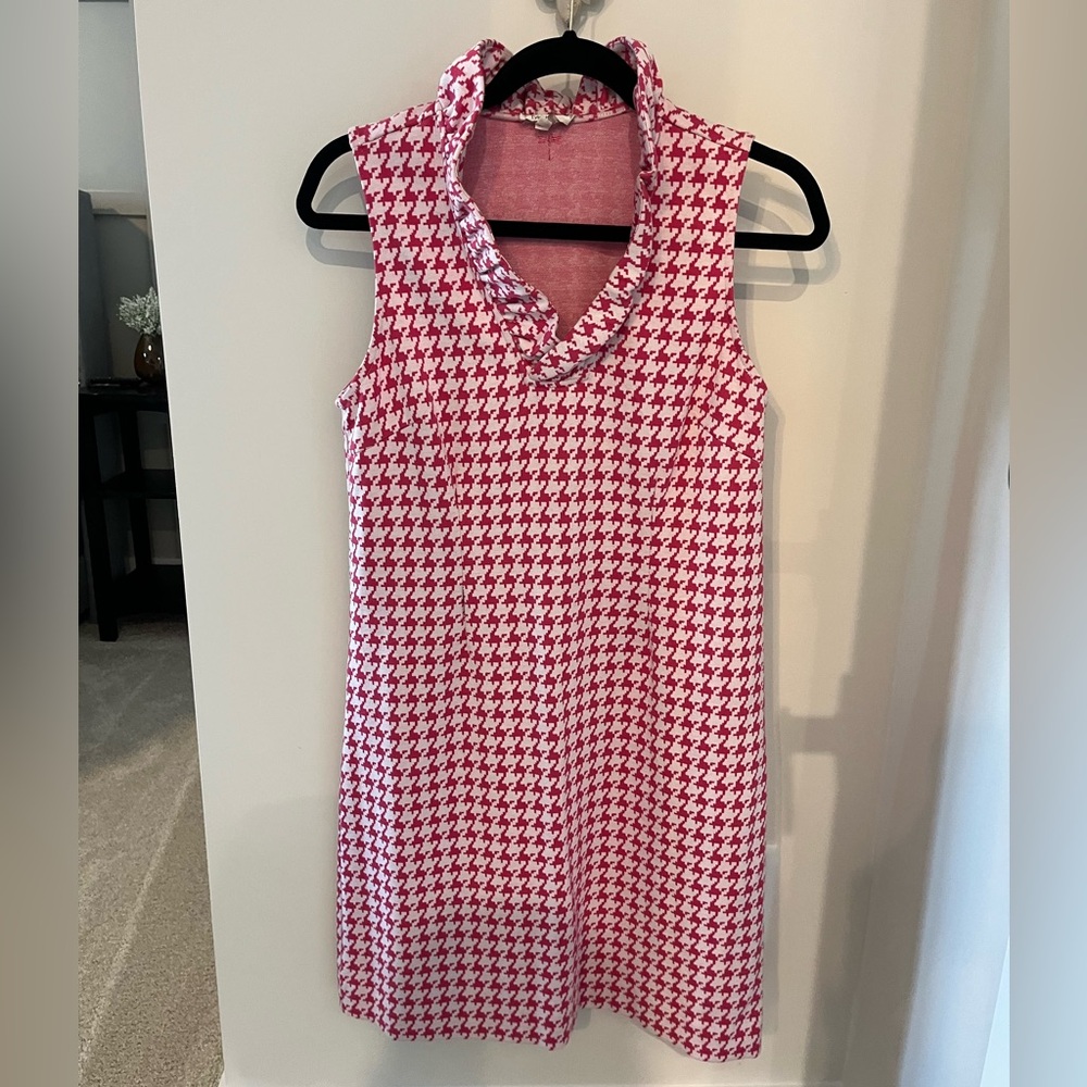 Tyler Boe Pink and White Houndstooth Mini Dress